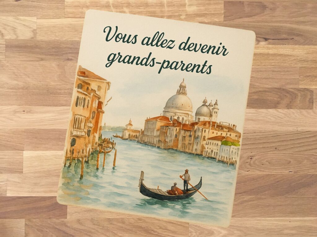 carte pour annoncer sa grossesse avec mention " Vous allez devenir grands-parents "
