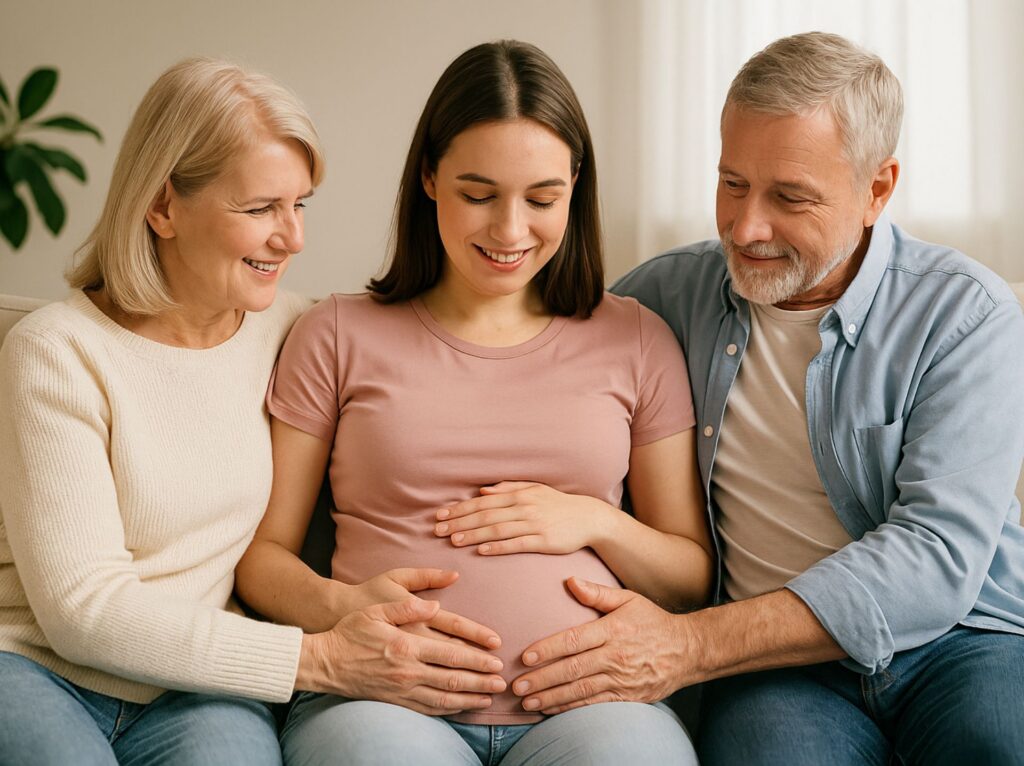femme enceinte avec ses parents