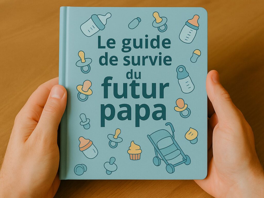 Annoncer grossesse au papa avec un Livre "Le guide de survie du futur papa"